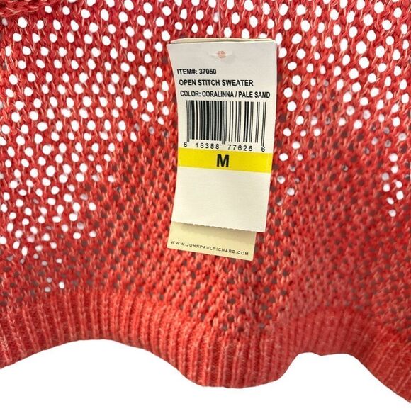 John Paul Richard Coral‎ Open Knit Scoop Neck Layering Sweater Womens Size NWT - Picture 8 of 10